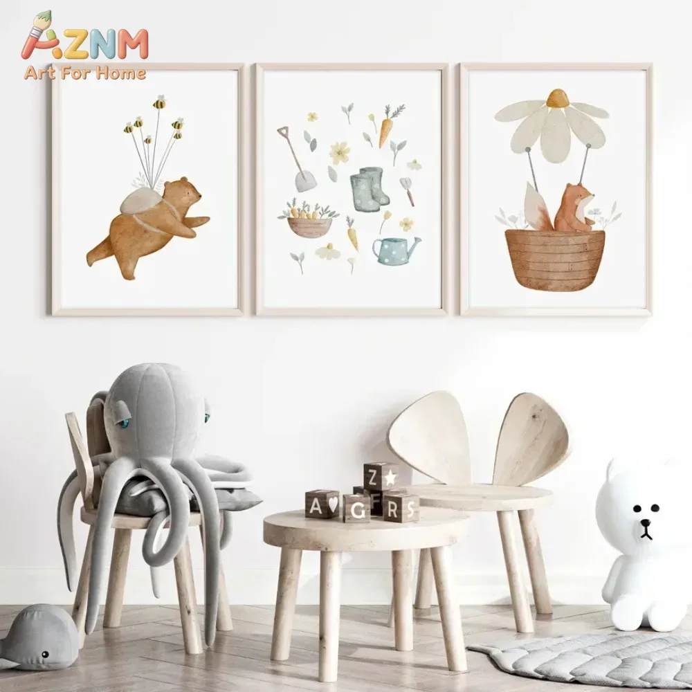 Baby Nursery Art - AZNM Poster Cetak Kamar Anak Motif