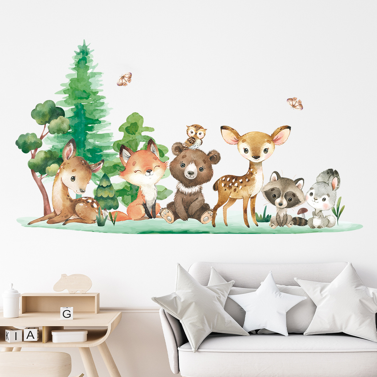 Baby Nursery Forest Theme - Stiker Dinding Anak-anak Bertema Hewan Hutan