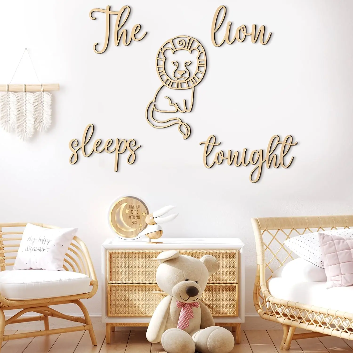 Baby Nursery Animal Theme - Dekorasi Dinding Kayu The Lion Sleeps