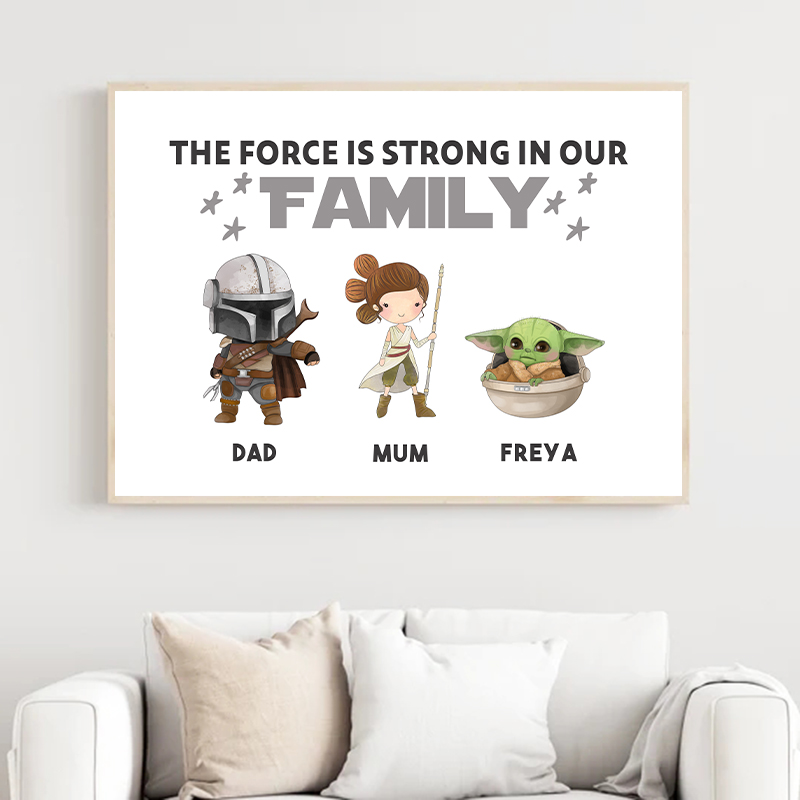 Baby Yoda Nursery - Poster Karakter Celupan Cetak Nama Keluarga