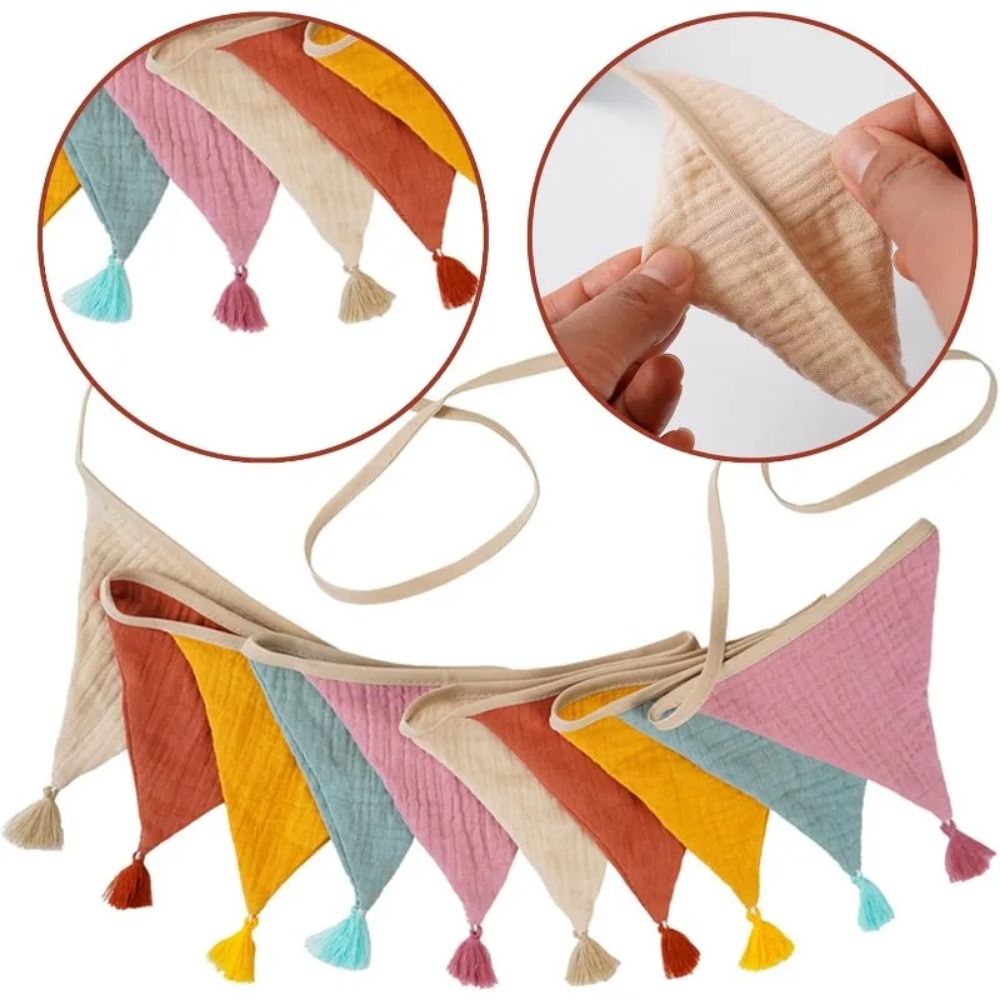 Baby Nursery Bunting - 10 Buah Spanduk Bendera Kain Multiwarna
