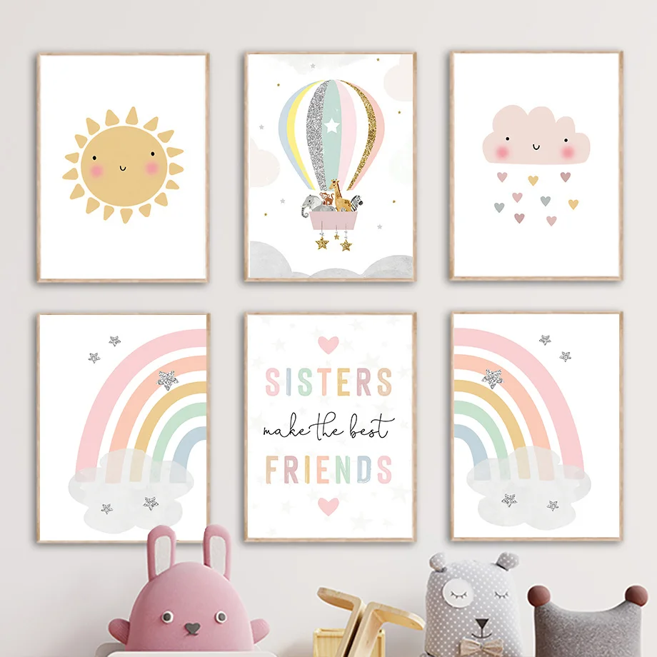 Jerapah Gajah Balon Udara Mata - Baby Nursery Art ulasan dan harga
