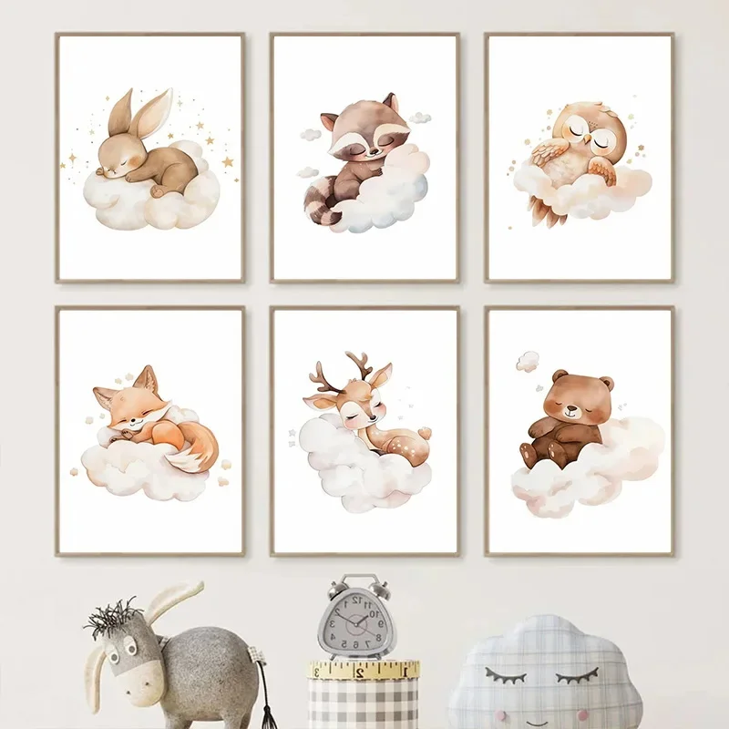 Lukisan Kanvas Hewan Awan Kart - Baby Nursery Murals ulasan dan harga