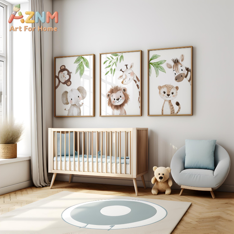 1Pc/3Pcs Cetakan Gambar Hewan  - Baby Nursery Animal Theme ulasan dan harga