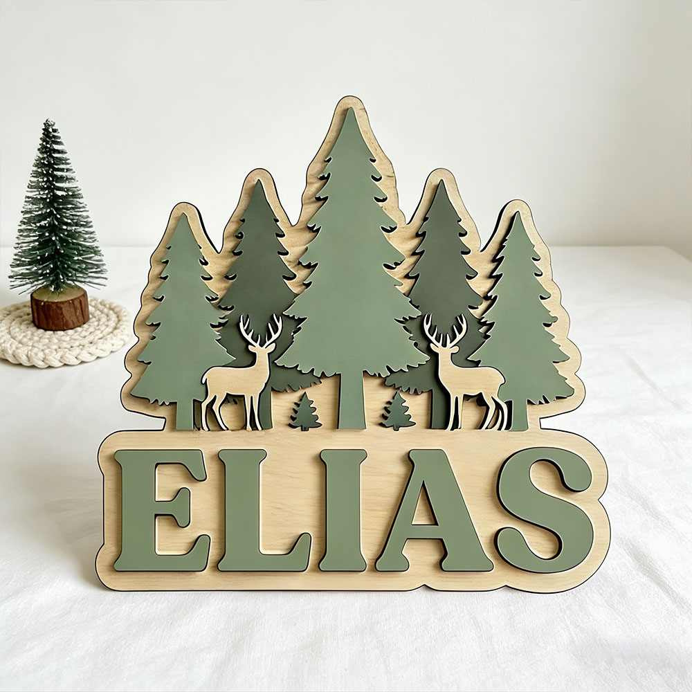 Papan Nama Pintu Kayu Bertema  - Baby Nursery Forest Theme ulasan dan harga