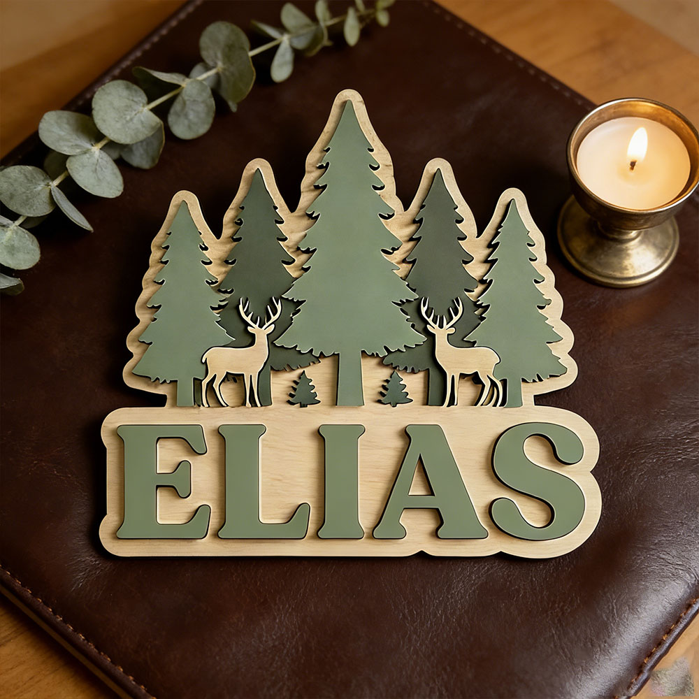Papan Nama Pintu Kayu Bertema  - Baby Nursery Forest Theme ulasan dan harga