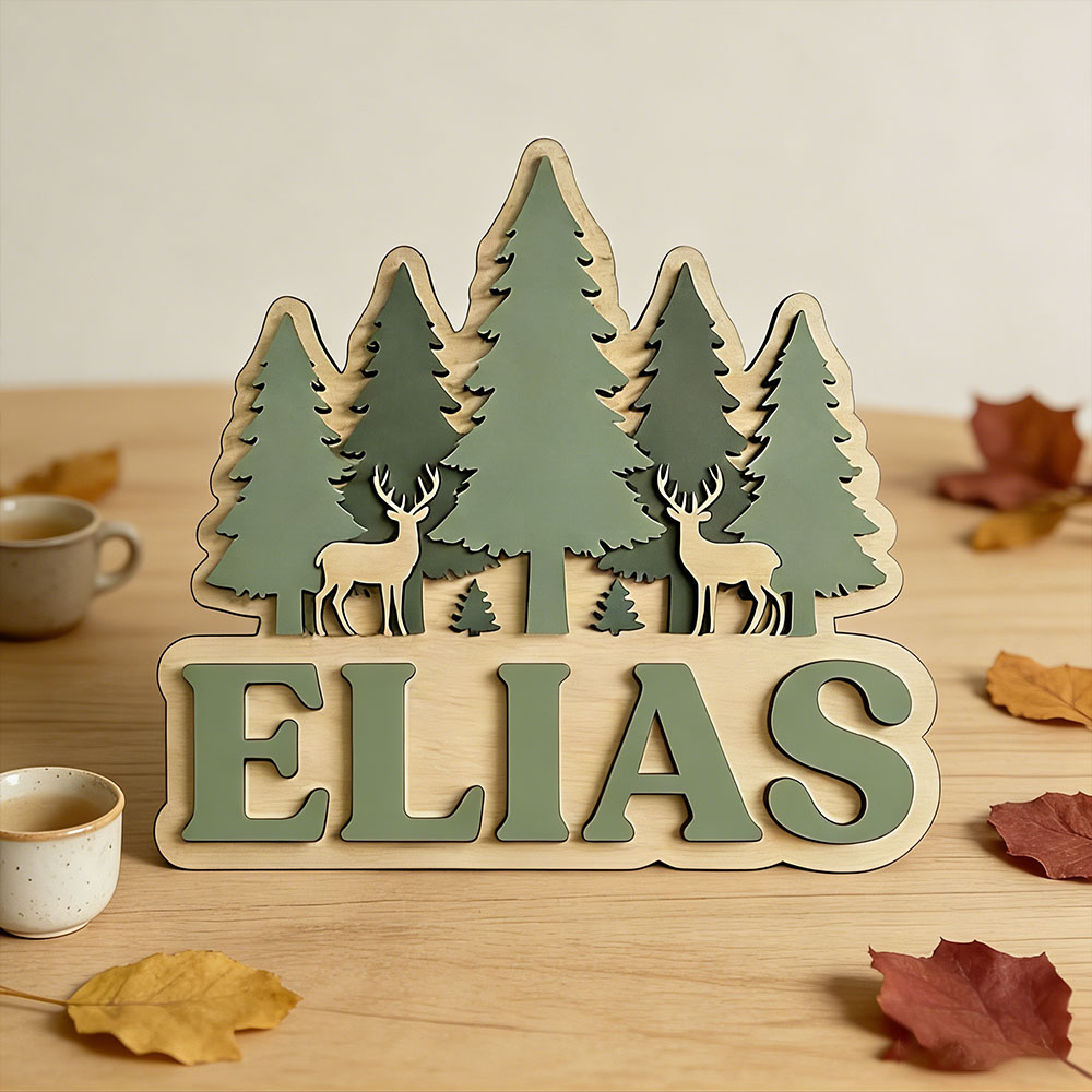 Papan Nama Pintu Kayu Bertema  - Baby Nursery Forest Theme ulasan dan harga
