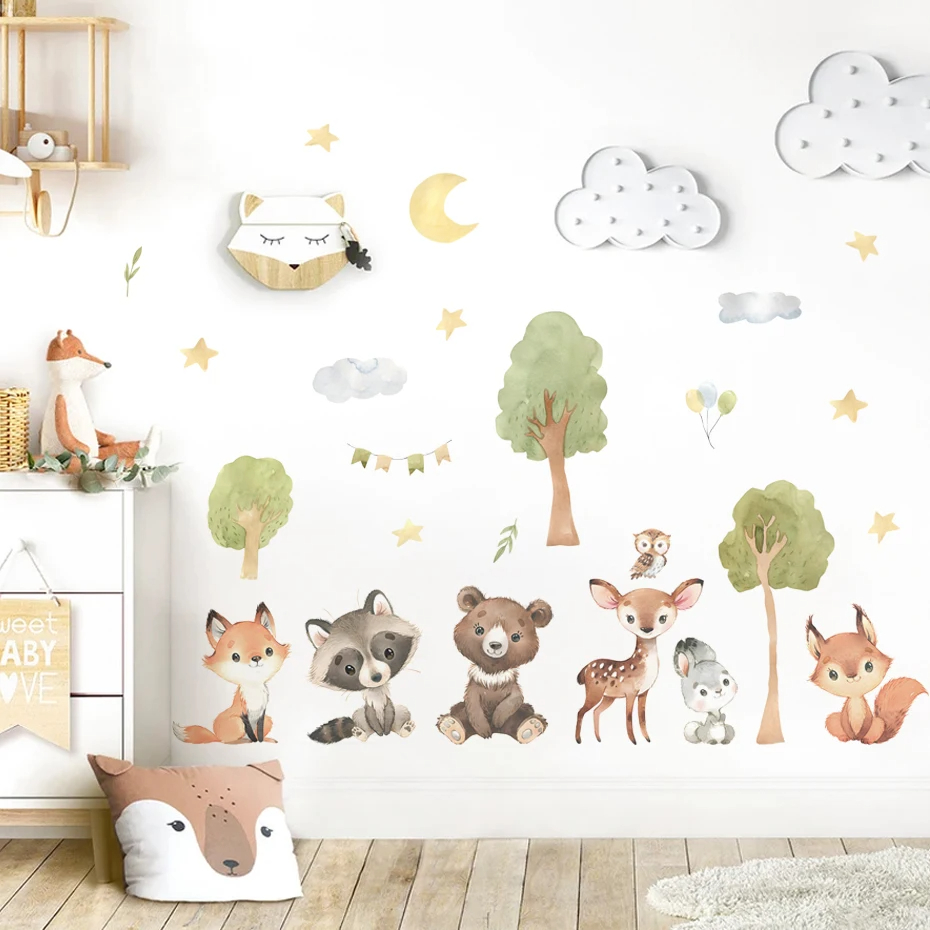 Stiker Dinding Anak-anak Tema  - Baby Nursery Forest Theme ulasan dan harga