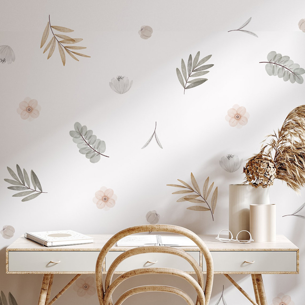 Boho daun botani DIY stiker di - Baby Nursery Murals ulasan dan harga