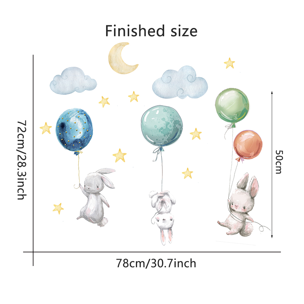 Stiker Dinding Kelinci Terbang - Baby Nursery Murals ulasan dan harga