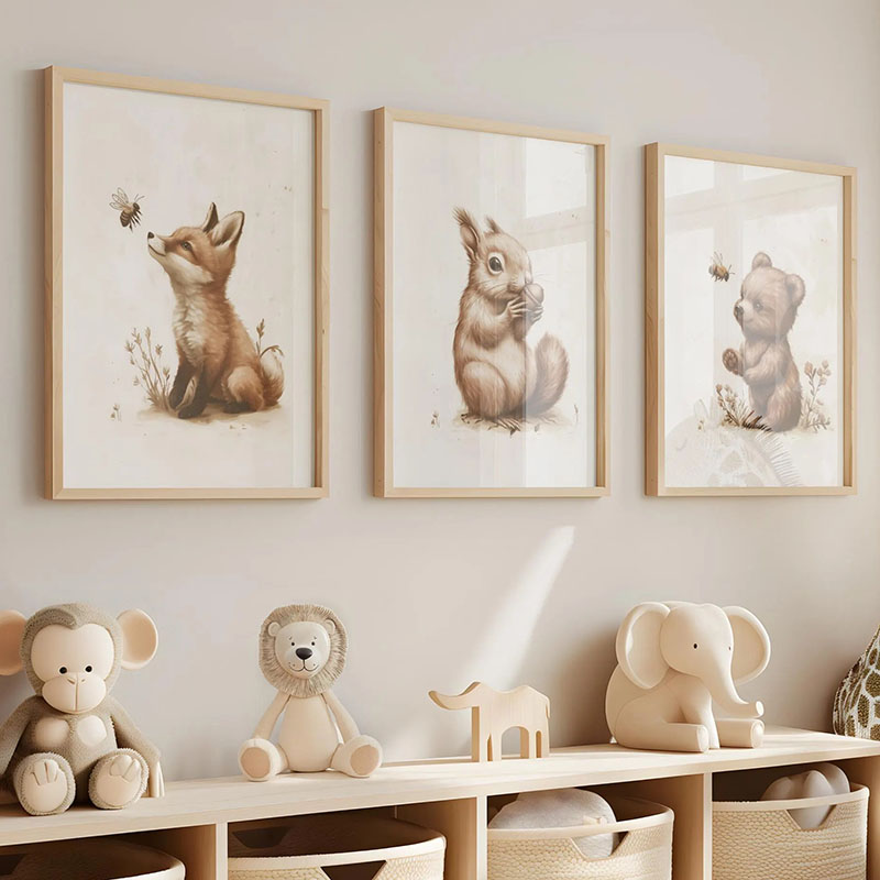 Poster Hewan Beruang Kelinci R - Baby Nursery Art ulasan dan harga