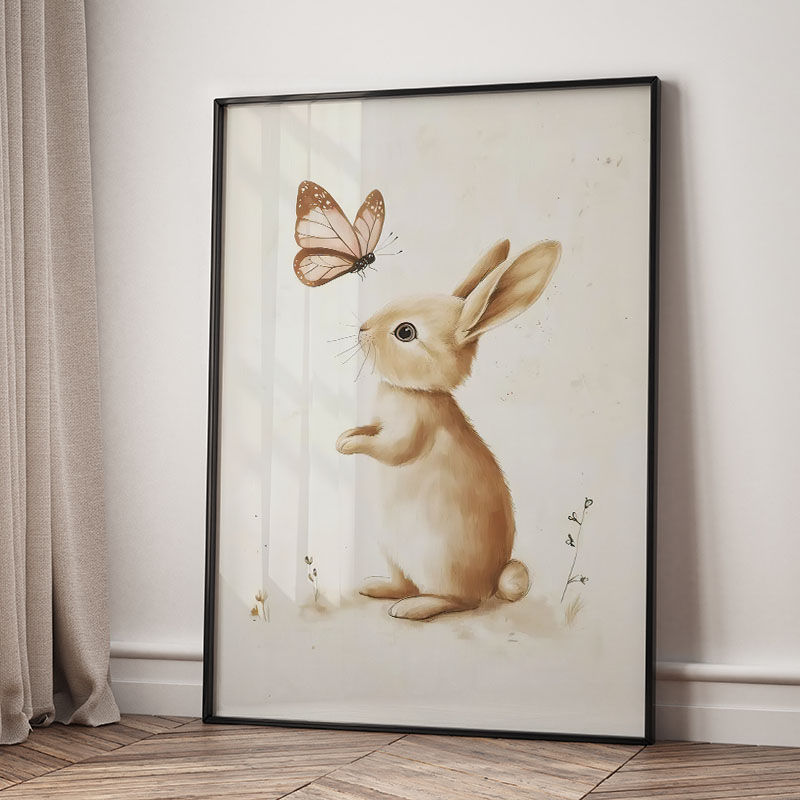 Poster Hewan Beruang Kelinci R - Baby Nursery Art ulasan dan harga