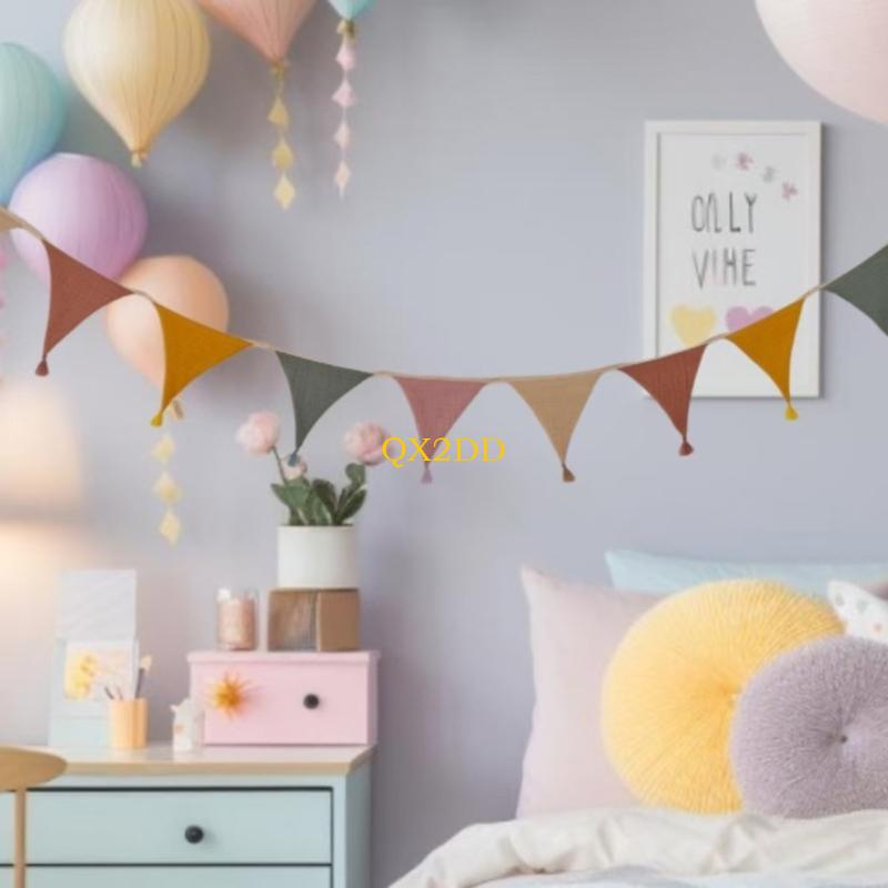QX2D Spanduk Bunting Kain Lemb - Baby Nursery Gender Neutral ulasan dan harga