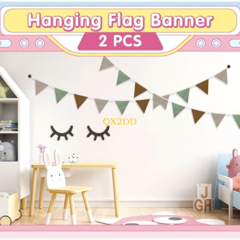 QX2D Spanduk Bunting Kain Lemb - Baby Nursery Gender Neutral ulasan dan harga