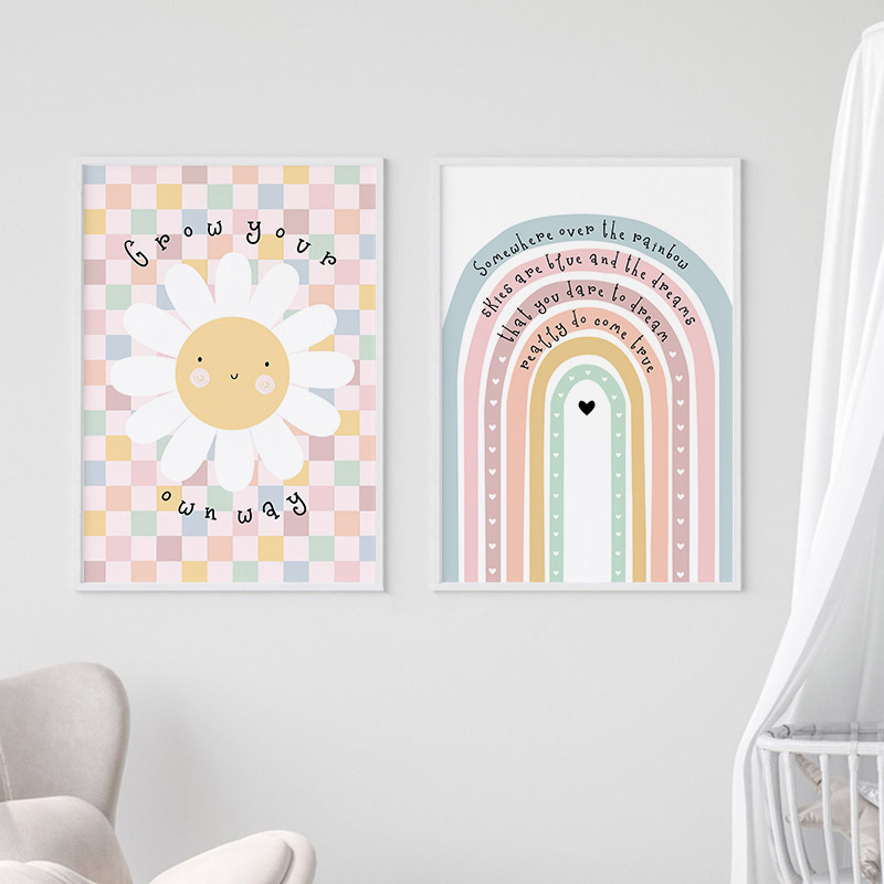 Bunga matahari awan pelangi ha - Baby Nursery Art ulasan dan harga